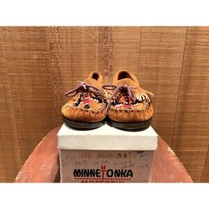 Minnetonka 173 Women's Boat Shoe US 5 Moc Toe Thunderbird Hardsole Brown Suede